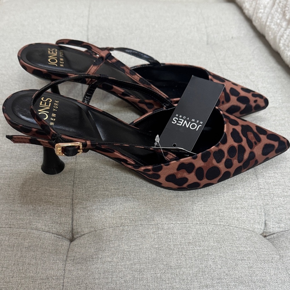 NWT Jones New York Leopard Print Pointed Slingback Pumps - Brown & Black - Picture 3 of 8